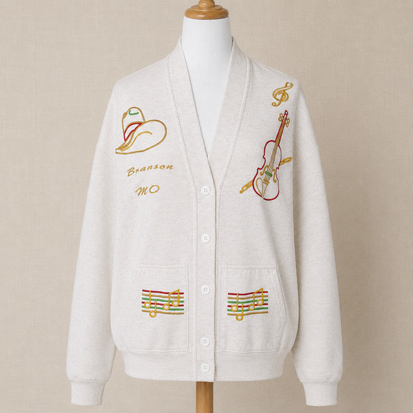 Vintage Sweaters - Vintage 1980s Sportswear Musical Branson Missouri Sweatshirt Cardigan Size L/XL